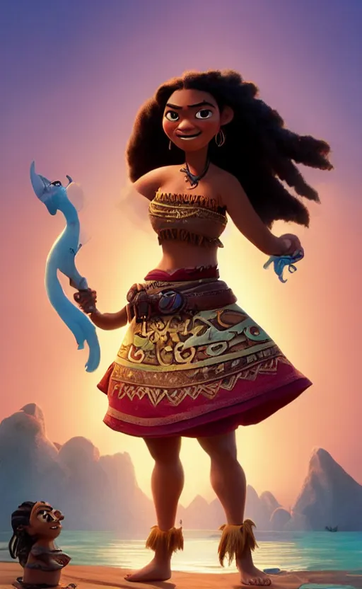 Image similar to a pirate queen in the style of pixar's moana, in the style of aardman animations, mars ravelo and greg rutkowski