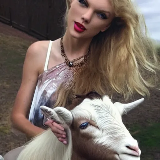 Prompt: the love child of taylor swift and a goat