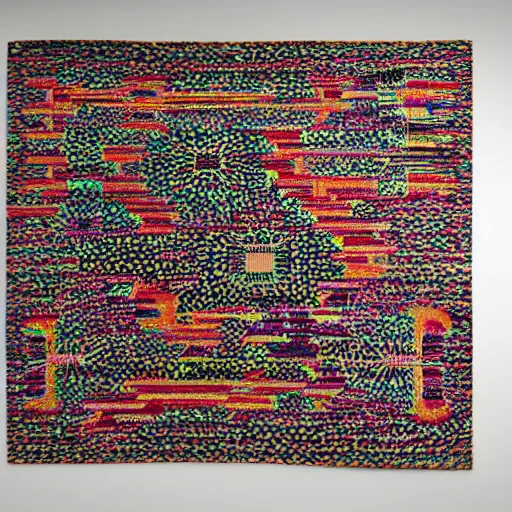 Image similar to glitched - out rugs designed from traditional textiles by faig ahmed,