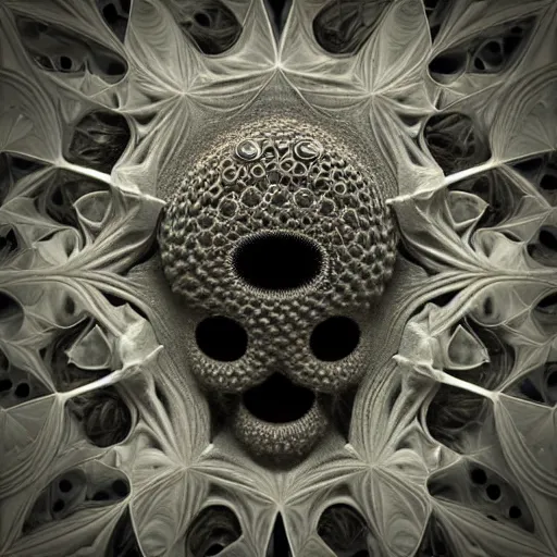 Image similar to fractal skull afro third eye art art by machina infinitum, infinite intricacy, rendered in octane, mandelbulb 3 d, ambient occlusion, macro photography