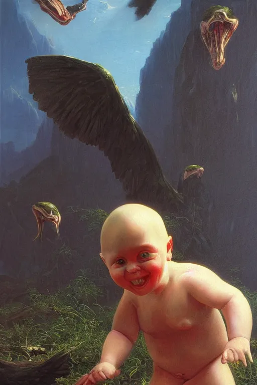 Image similar to a cute and mischievous kender , realistic oil painting by Thomas Cole and Wayne Barlowe