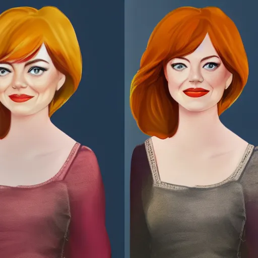 Image similar to full body portrait of Emma Stone as a Disney princess, professional studio lightening, volumetric lightening, photorealism