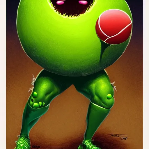 Image similar to a tennis ball monsters , digital art, fantasy, magic, trending on artstation, ultra detailed, professional illustration by Basil Gogos