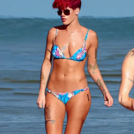 Prompt: halsey in bikini