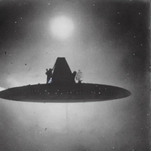 Prompt: dark photo of an germanic ufo project in the world war 2, black and white