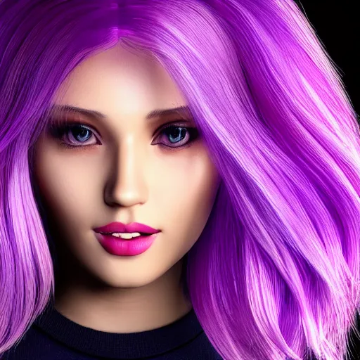 Image similar to Beautiful woman with gorgeous flowing purple ombré hair, with a bob cut, in the style of Toca Boca, studio lighting, trending on artstation, 4k, 8k