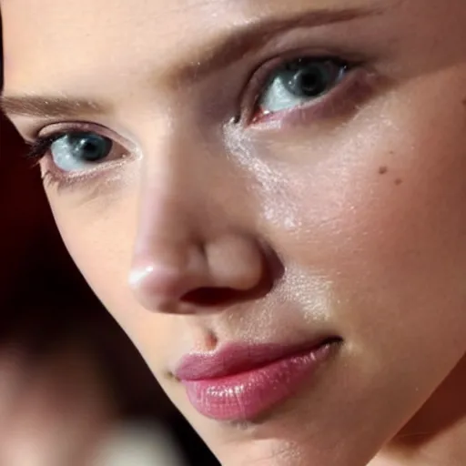 Prompt: close up of scarlett johansson in a deep hypnotic trance
