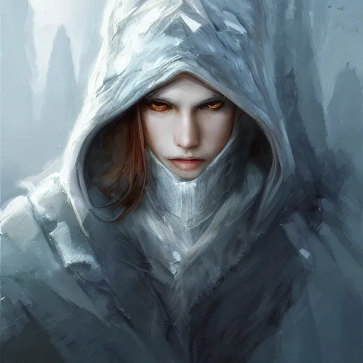 Image similar to portrait of white wolf in the balaclava, by Stanley Artgerm Lau, WLOP, Rossdraws, James Jean, Andrei Riabovitchev, Marc Simonetti, Yoshitaka Amano, ArtStation, CGSociety,