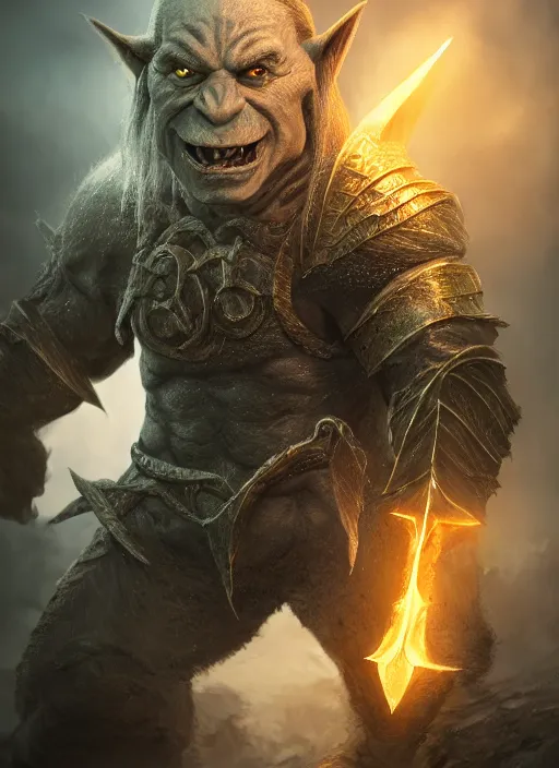 Prompt: little orc, ultra detailed fantasy, elden ring, realistic, dnd character portrait, full body, dnd, rpg, lotr game design fanart by concept art, behance hd, artstation, deviantart, global illumination radiating a glowing aura global illumination ray tracing hdr render in unreal engine 5