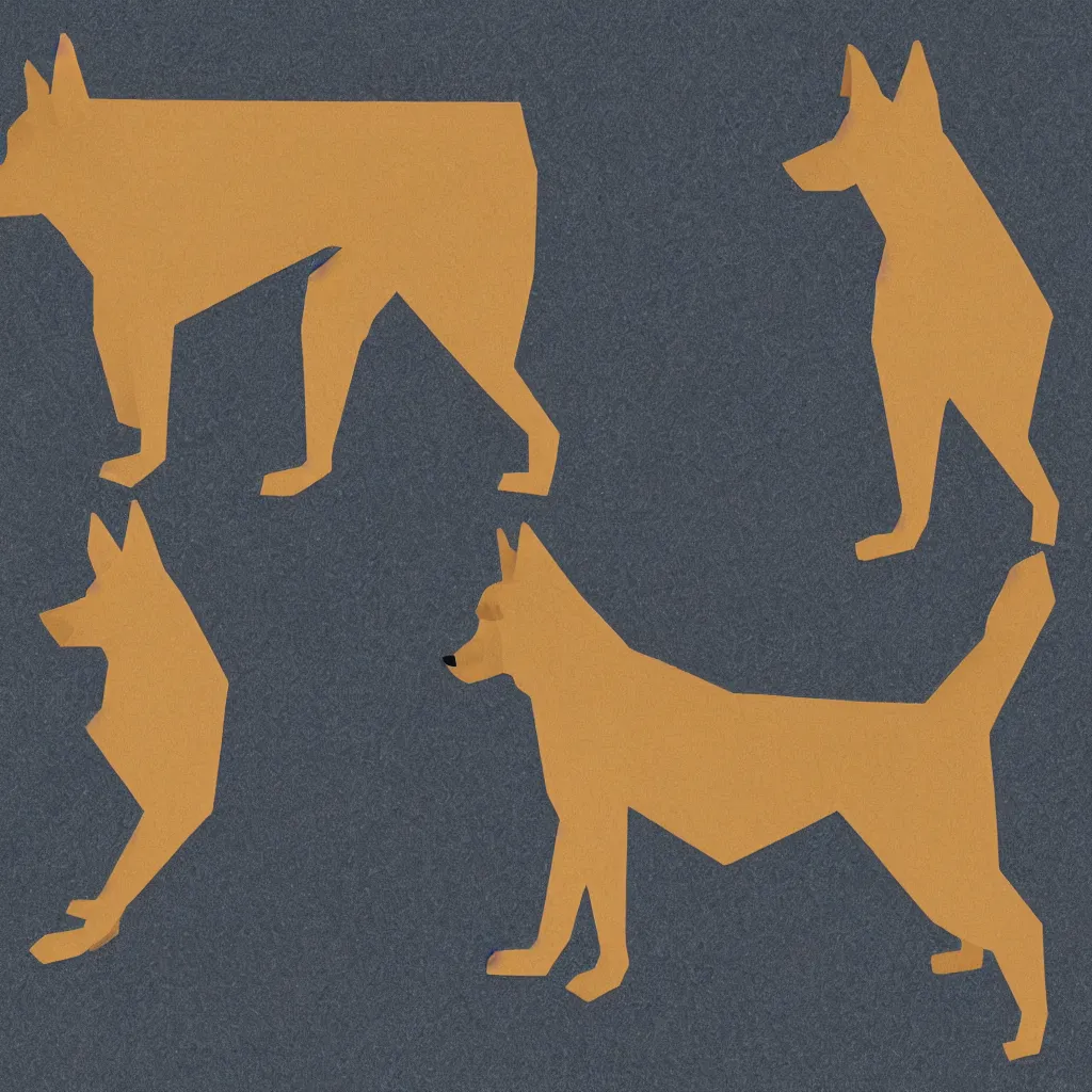 Prompt: illustration of chinese tangram of german shepherd figure, 2 d image