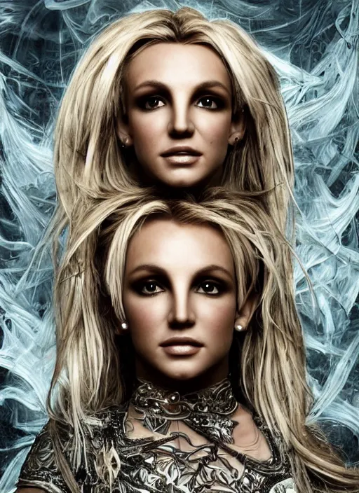 Image similar to Beautiful , Looks like Britney Spears, , Dramatic, Edge, Good, Infused, Backlight, De-Noise, VFX, insanely detailed and intricate, hypermaximalist, elegant, ornate, hyper realistic, super detailed