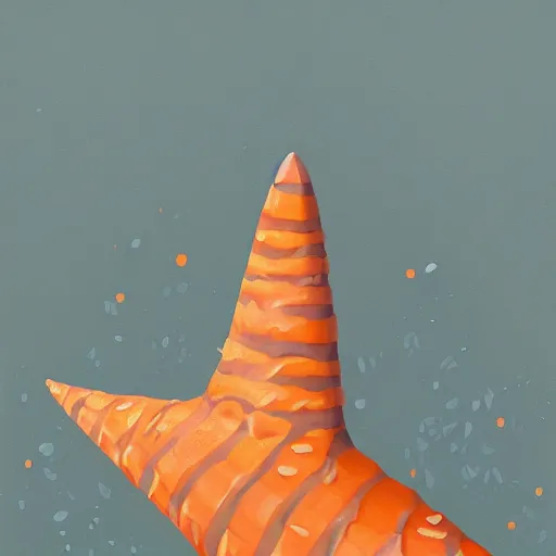 Image similar to orange and white striped traffic cone shark tooth, underwater background detailed atmospheric - ron cheng & alphonse mucha, highly detailed, digital painting, ray tracing, concept art, illustration, smooth sharp focus, intricate, symmetry, artstation,