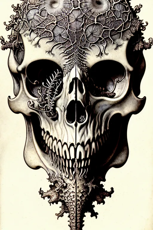 Image similar to art forms of nature by ernst haeckel, memento mori by arthur rackham, ornate antique porcelain beautiful skull mask, ultrasharp, photorealistic, hyperdetailed, octane render, polished, art nouveau, neo - gothic, gothic, intricate ornamental organic filigree, art nouveau botanicals, art forms of nature by ernst haeckel, horizontal symmetry, symbolist, visionary