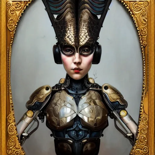 Prompt: ultra realist soft painting of a single attractive gynoid female sillicon skin armored, curiosities carnival, partial symmetry accurate features, very intricate details, focus, curvy, artstyle Tom Bagshaw, award winning