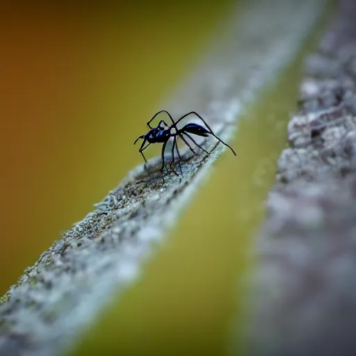 Prompt: a tiny robot ant drone on someone's head. macro photograph from 8 feet in distance.