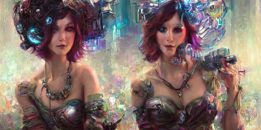 Image similar to cyberpunk fairycore. By Konstantin Razumov, highly detailed