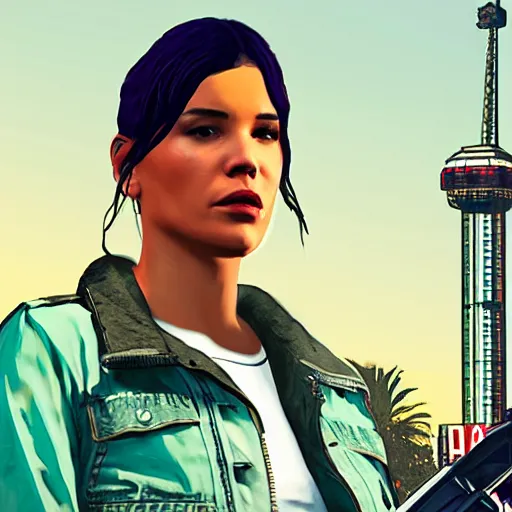 Image similar to Halsey in GTA V, 4k