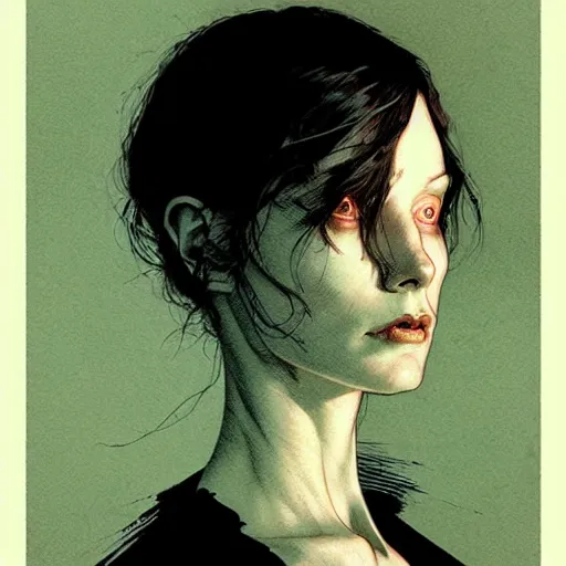 Image similar to portrait soft light, by killian eng and bernie wrightson and wayne barlow and conrad roset, inspired by victorian horror, etching, fine, sharp high detail,