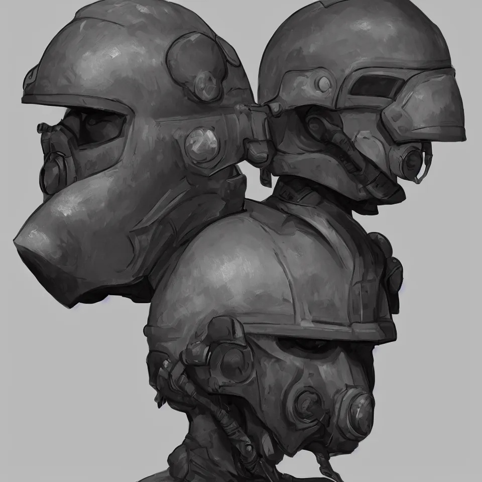 Prompt: front view epic mechanical headgear combat vision helmet digital painting, concept art, smooth, sharp focus, simple draft aaa unreal artstation