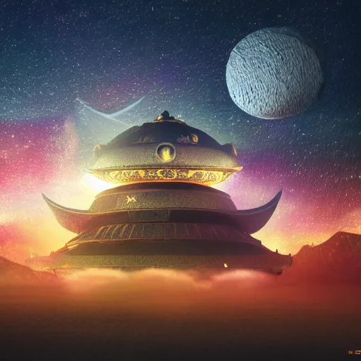 Image similar to Tang dynasty spaceship in the starry sky, kodak, fuji film, photoreal, 12k ursa, volumetric light, cinematic photograph concept art