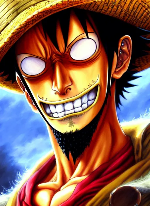 Prompt: a _ fantasy _ style _ portrait _ painting _ of luffy strawhat _ painting _ unreal _ 5 _ daz. _ rpg _ portrait _ extremely _ detailed _ artgerm _ greg _ rutkowski _ greg