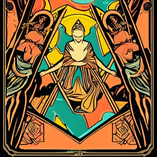 Image similar to tarot cards in modern aesthetics, detailed, stylized, artstation, extreme aesthetic