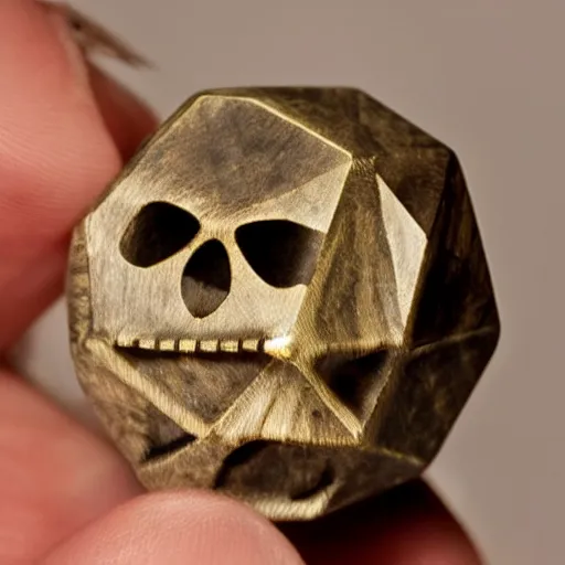 Prompt: a skeleton hand rolling a d 2 0, realistic photography, high detailed