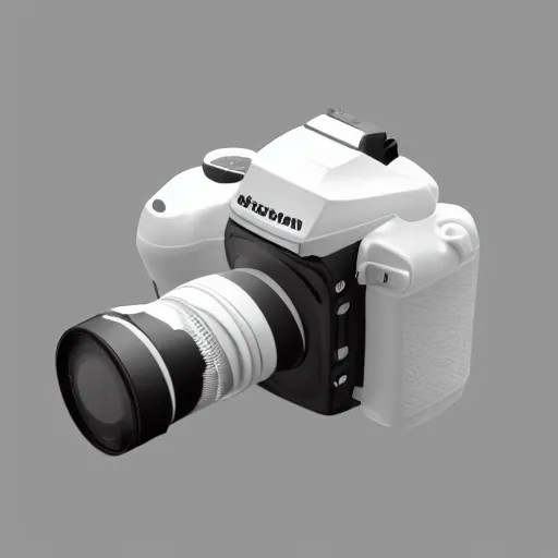 Prompt: Very tiny DSLR model, iOS emoji, 3D clay render, 4k UHD, octane render, white background, isometric top down left view, diffuse lighting, simplistic