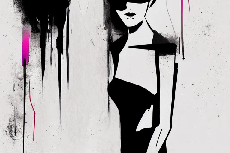 Image similar to vintage minimal figurative beautiful colorful, Cedric Peyravernay figurative art, cyber punk minimal figure art, soft colors mono chromatic, black color on white background, abstract