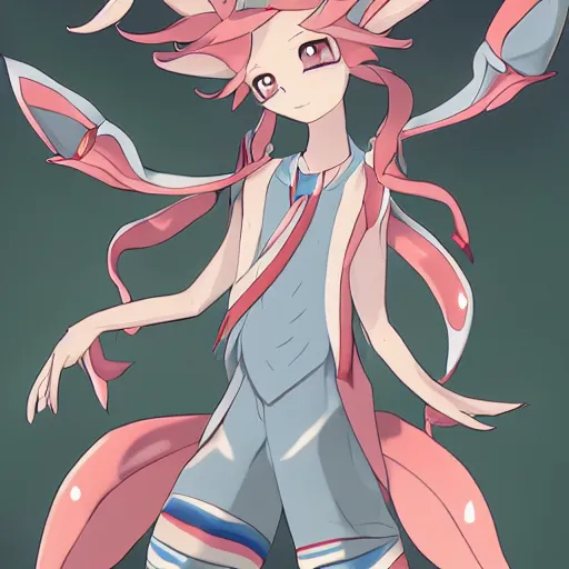 Image similar to perfectly beautiful illustration humanisation sylveon