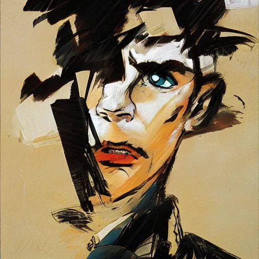 Image similar to portrait of corto maltese dreaming about valparaiso, by dave mckean and yoji shinkawa, oil on canvas