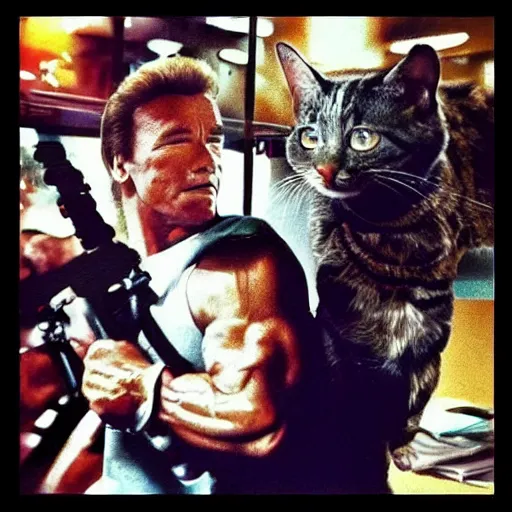 Image similar to arnold schwarzenegger as a catgirl, photograph, instagram, facebook