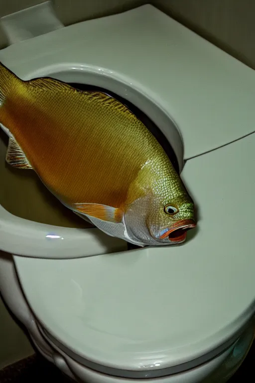 Image similar to fish swimming inside a toilet, 4 k, high res