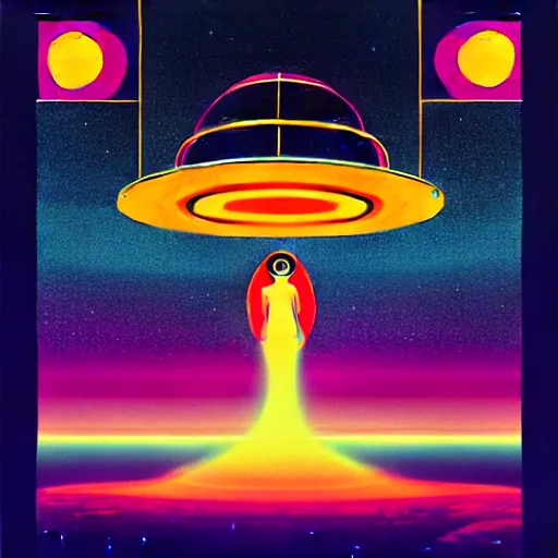 Image similar to album cover design design depicting an alien abduction, by jonathan zawada, pi - slices, and tristan eaton, digital art