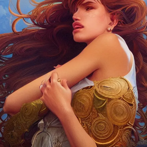 Prompt: ultra realistic illustration, bella thorne as french fries, intricate, elegant, highly detailed, digital painting, artstation, concept art, smooth, sharp focus, illustration, art by artgerm and greg rutkowski and alphonse mucha