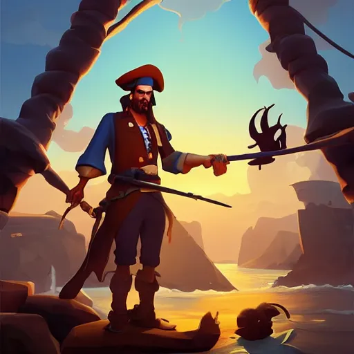 Image similar to painting jack the pirate on sea of thieves game avatar hero smooth face median photoshop filter cutout vector behance hd by jesper ejsing, by rhads, makoto shinkai and lois van baarle, ilya kuvshinov, rossdraws, illustration, art by ilya kuvshinov and gustav klimt