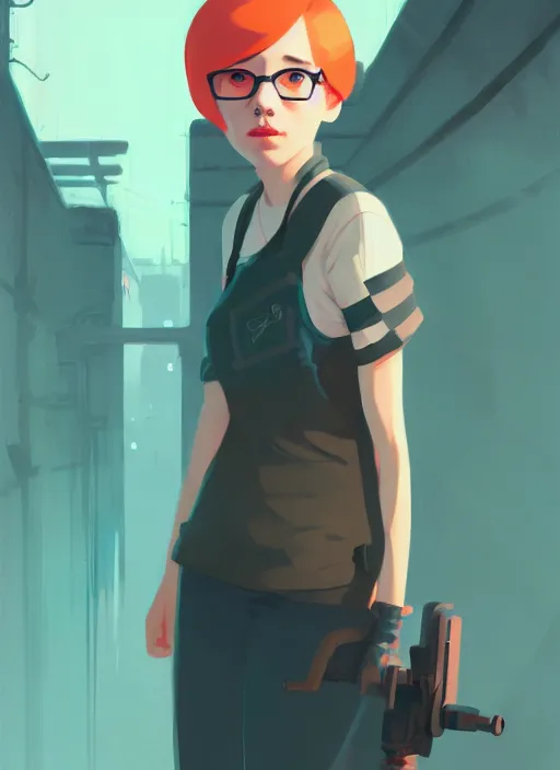 Image similar to a portrait of a pretty sewer punk young lady by atey ghailan