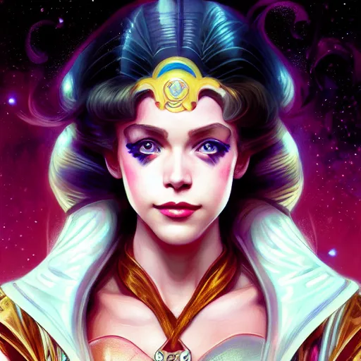 Image similar to Mark Hamill as Sailor Moon, western, D&D, fantasy, intricate, elegant, highly detailed, digital painting, artstation, concept art, matte, sharp focus, illustration, art by Artgerm and Greg Rutkowski and Alphonse Mucha