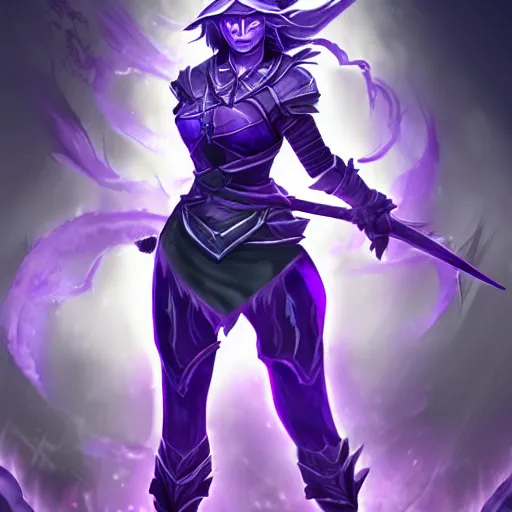 Image similar to violet void warrior, fantasy game art, fantasy rpg, league of legends style artwork