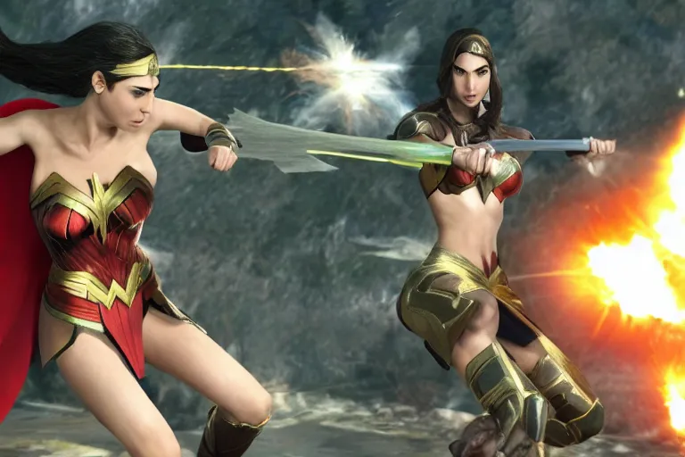 Image similar to screenshot of gal gadot in super smash bros, high resolution, hd, 4k