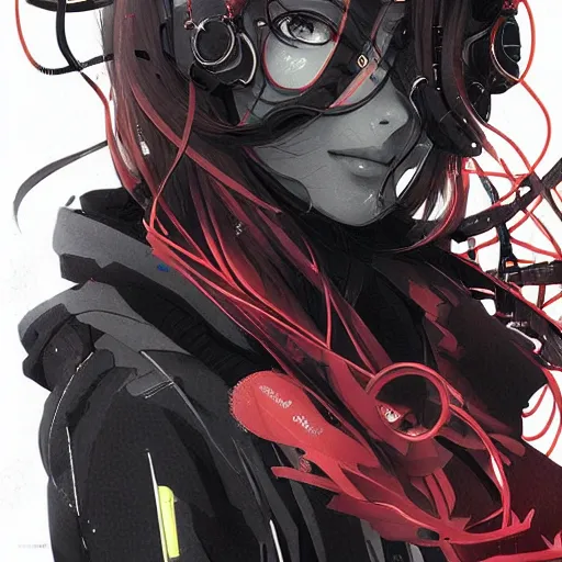 Image similar to by kyoto animation, techwear occultist, chaos magick, leviathan cross, androgynous, beautiful, detailed symmetrical close up portrait looking like ryan reynolds, intricate complexity, in the style of artgerm and ilya kuvshinov, cel shaded
