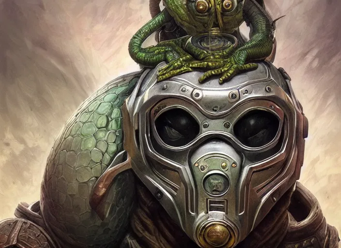 Image similar to rocket mf doom reptile eyes, metal rocketship skin. intricate, elegant, highly detailed, centered, digital painting, artstation, concept art, smooth, sharp focus, illustration, artgerm, tomasz alen kopera, peter mohrbacher, donato giancola, joseph christian leyendecker, wlop, frank frazetta