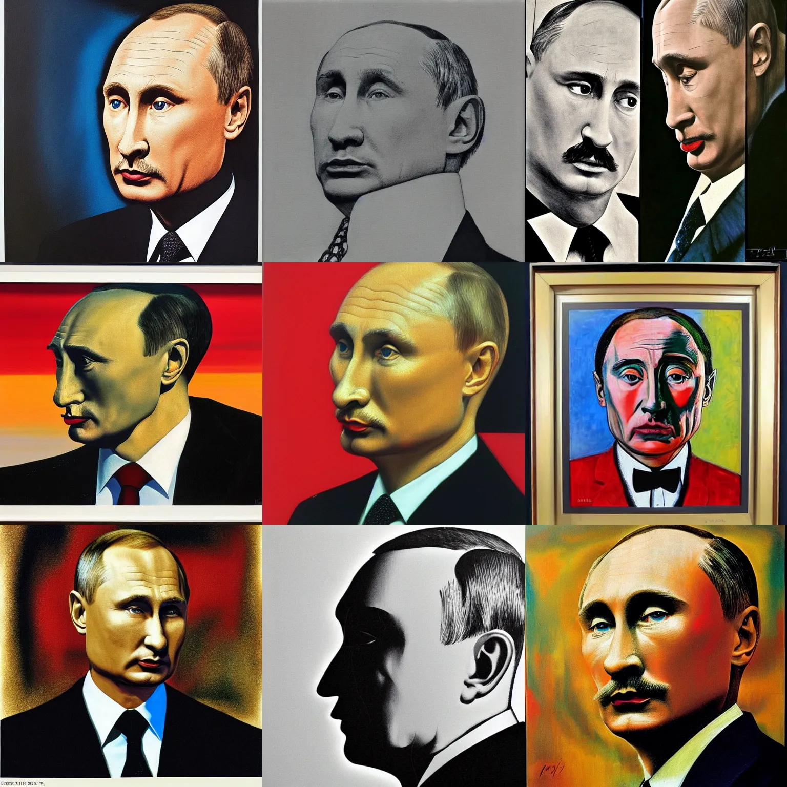 Prompt: modern art, award winning, sold for, masterpiece, profile putin, by salvador dali