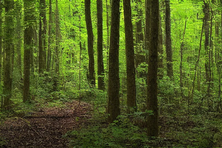 Image similar to long chromet tube, photograph captured in the woods