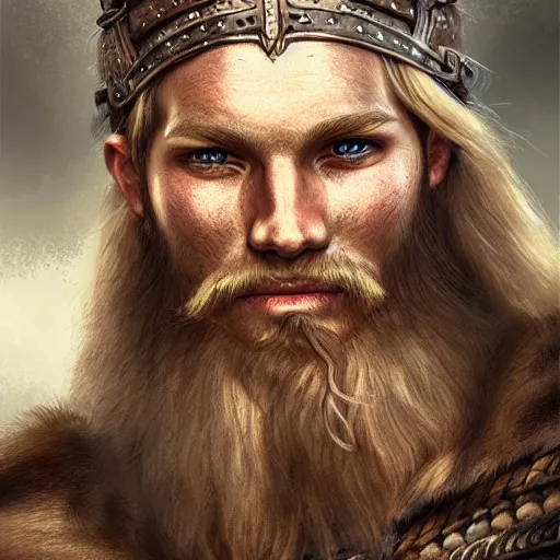 Prompt: portrait of a viking, male, epic fantasy, detailed, intricate, digital painting, concept art, realistic, smooth, focus, rim light