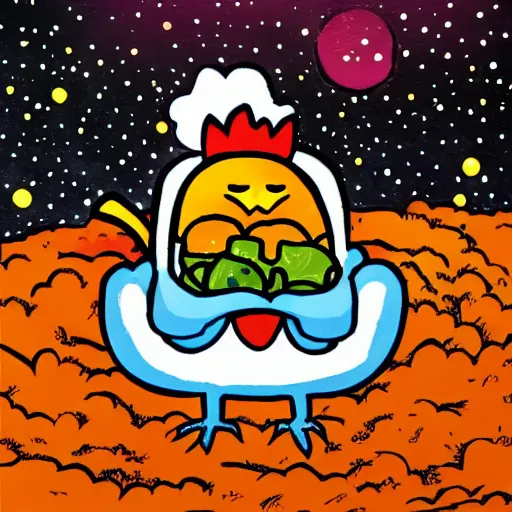 Image similar to Chicken eating the universe