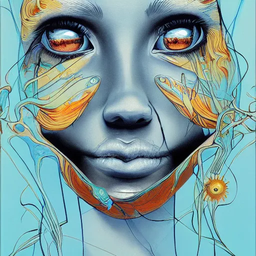 Prompt: a painting of the eyes of the sun by james jean, dark fantasy art, high detail, trending on artstation