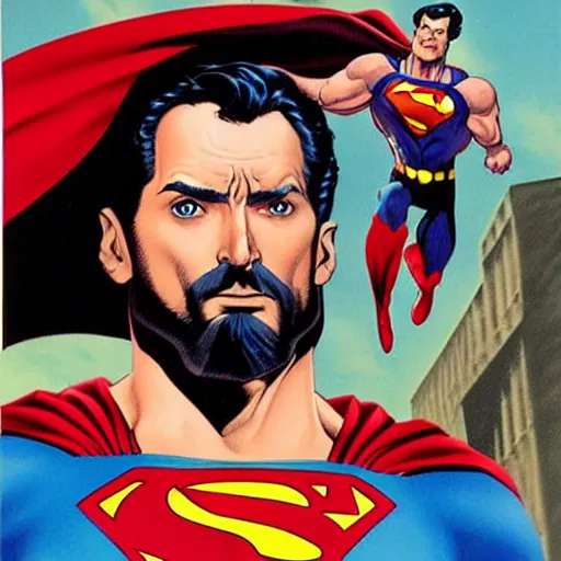Prompt: superman old with a beard by Alex Ross