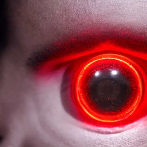 Image similar to a man with red glowing eyes