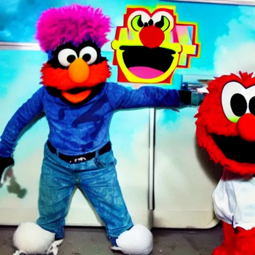 Prompt: Elmo In the style of Jojo's Bizzare Adventure